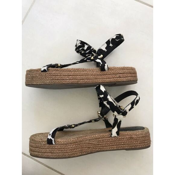 Schutz Sandalia Salto Baixo Platform Jute Animal Print Sandals - Picture 11 of 12